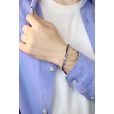 Tennis bracelet in white gold 750 with blue sapphires