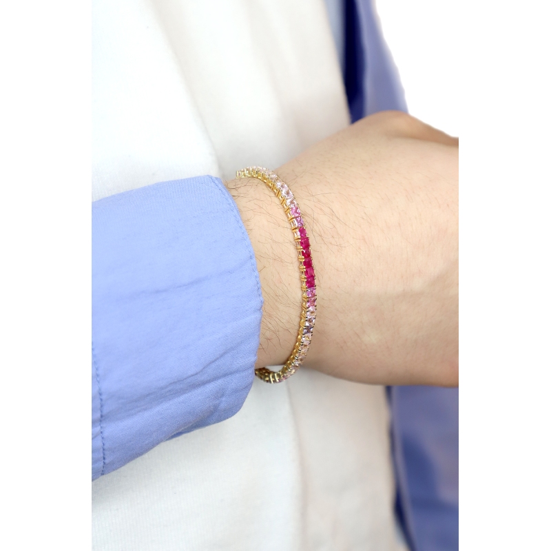 18k yellow gold tennis bracelet with pink sapphires 18k yellow gold tennis bracelet with pink sapphires