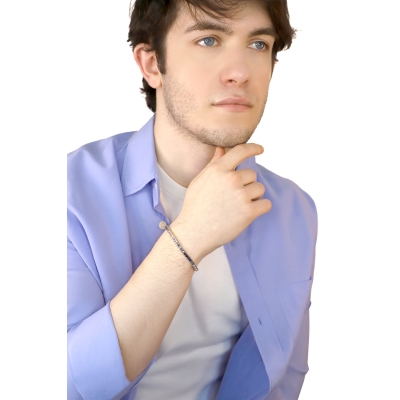 Fancy 18k rose gold tennis bracelet with blue sapphires