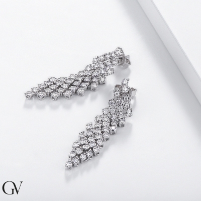 750 white gold drop earrings diamonds