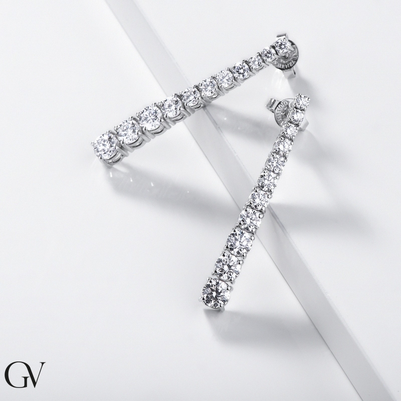 750 white gold graduated tennis earrings with diamonds 750 white gold graduated tennis earrings with diamonds