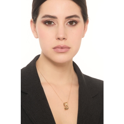 Necklace in yellow gold 18k with waves pendant