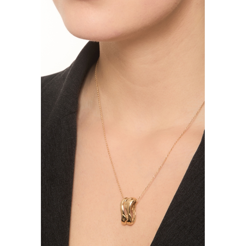 Necklace in yellow gold 18k with waves pendant