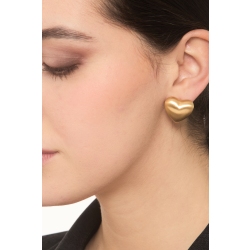 Satin finished heart earrings in yellow gold 18k 2