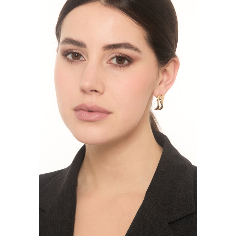 18k yellow gold wave glossy earrings