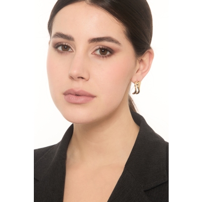 18k yellow gold wave glossy earrings