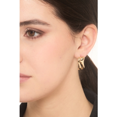 18k yellow gold wave glossy earrings