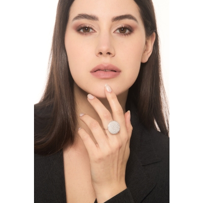 18k white gold round pavè ring diamonds