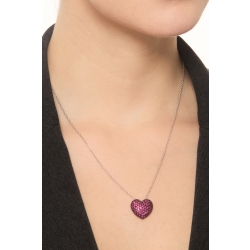 750 white gold necklace with heart ruby pavè pendant 2
