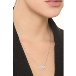 18k white gold necklace with heart pixel diamonds pendant 2
