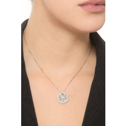 18k white gold necklace with flower pendant aquamarine and diamonds 2