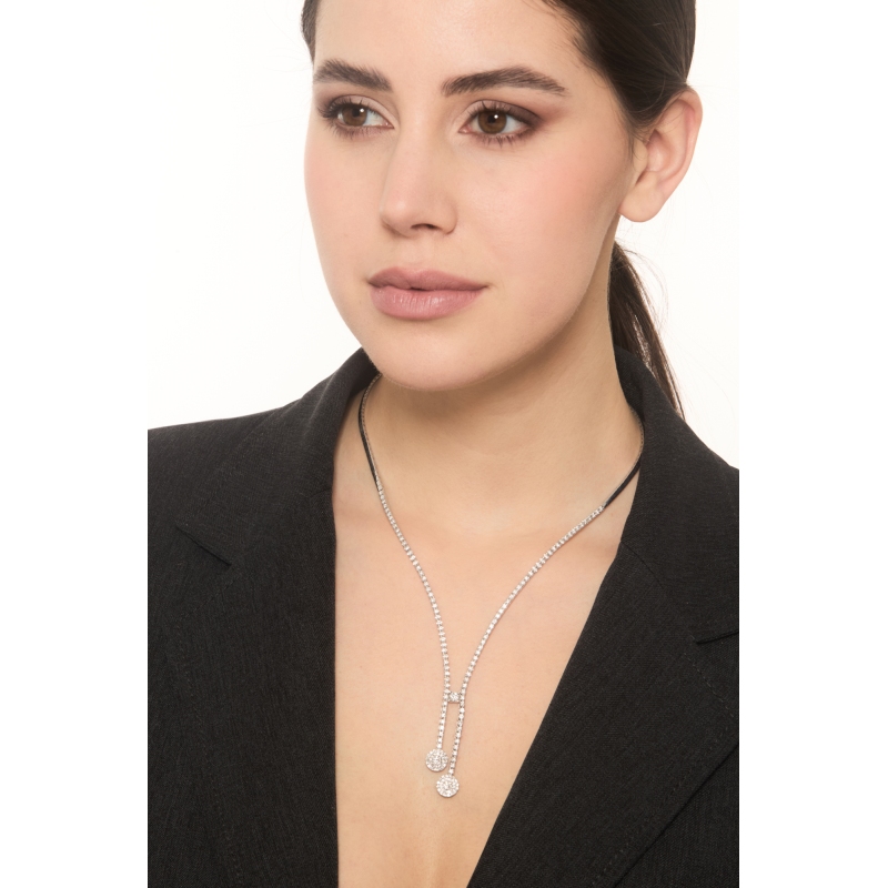 18k white gold design tennis necklace with diamonds