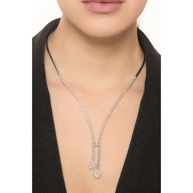 18k white gold design tennis necklace with diamonds