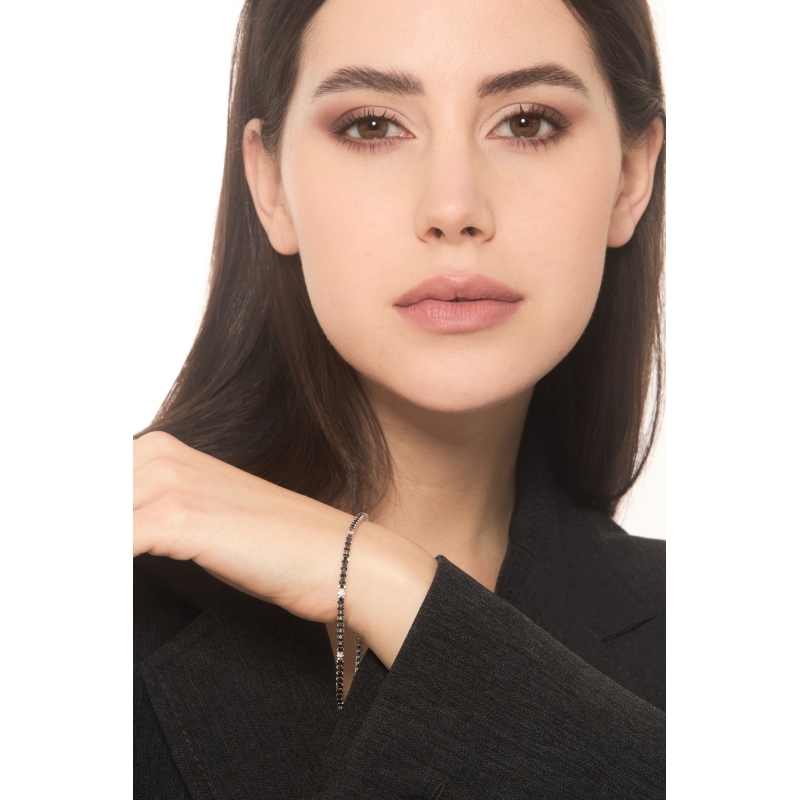 Black and white diamond tennis bracelet