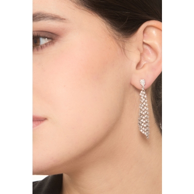 Drop earrings in white gold 18k with diamonds