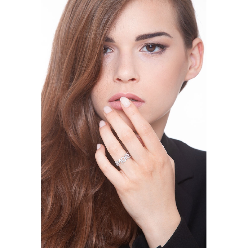 Personalized ring AMORE white gold 18K and diamonds Personalized ring AMORE white gold 18K and diamonds
