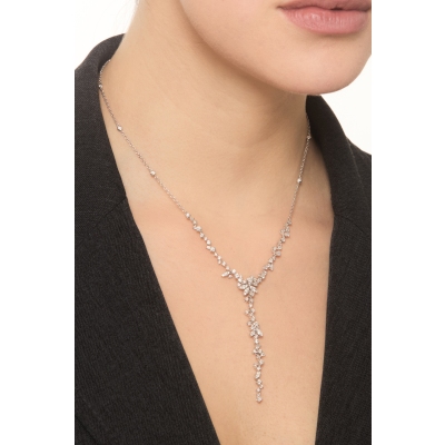 Necklace in white gold 18k with cascading diamonds 