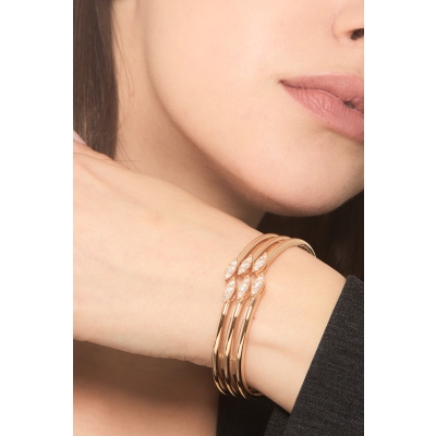 Rigid design bracelet in rose gold 18k with diamonds