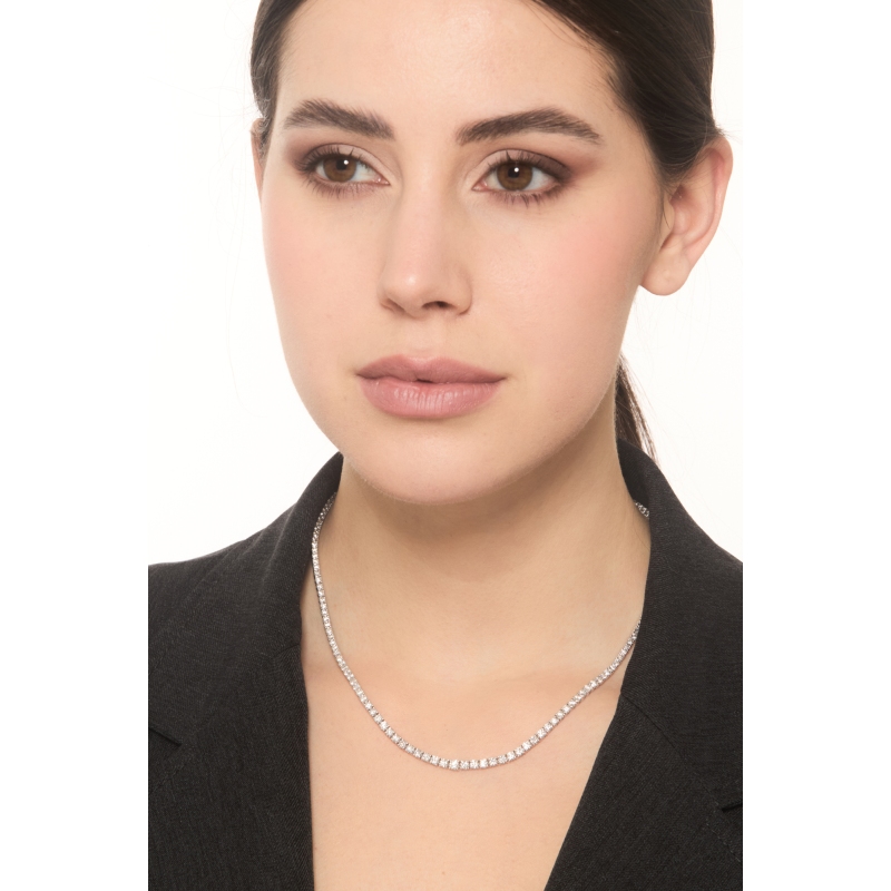 18k white gold tennis necklace with diamonds