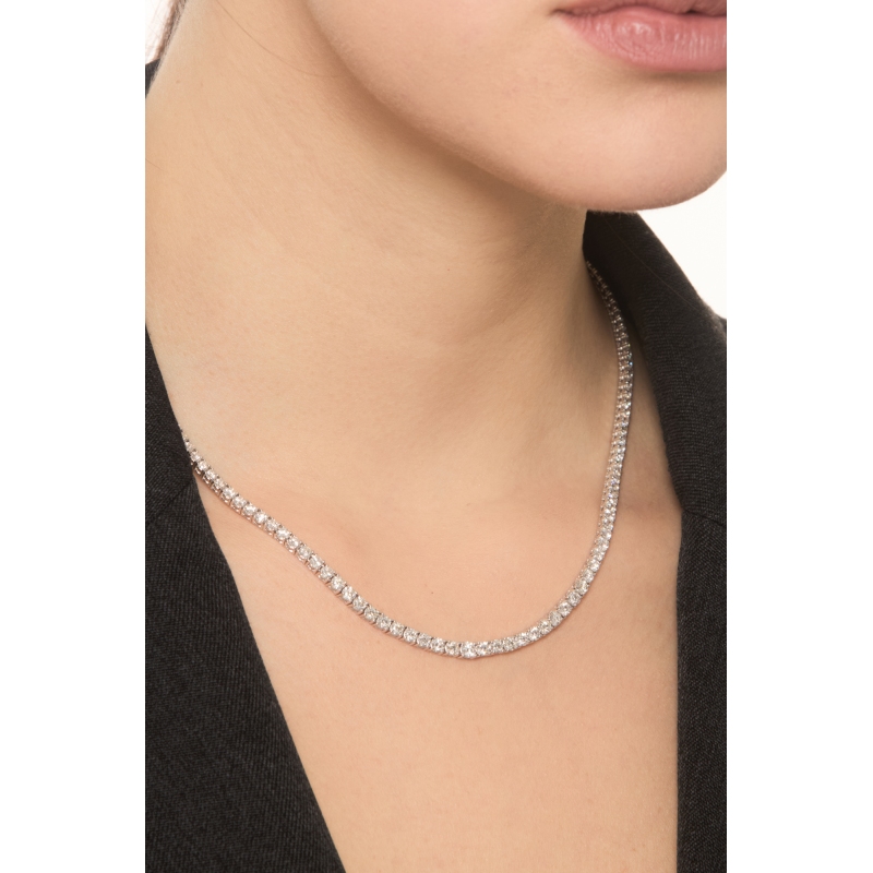 18k white gold tennis necklace with diamonds