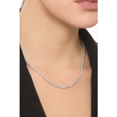 18k white gold tennis necklace with diamonds