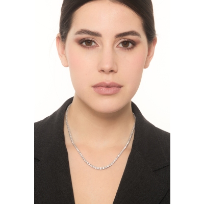 750 white gold tennis diamonds necklace