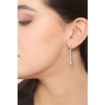 Diamond tennis earrings in white gold 18k