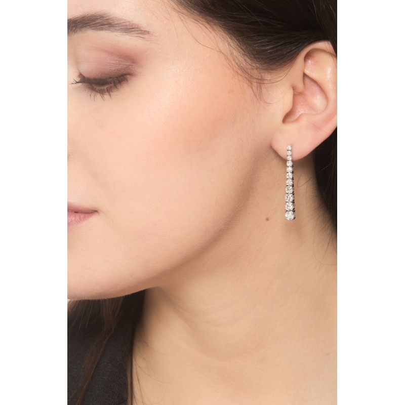 750 white gold graduated tennis earrings with diamonds 750 white gold graduated tennis earrings with diamonds