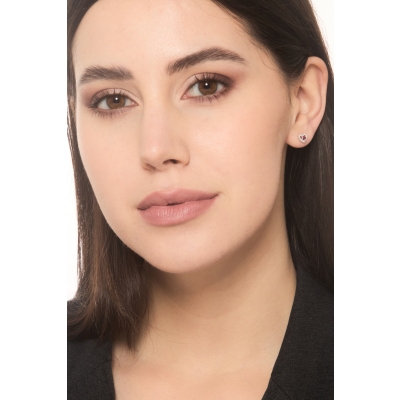 Halo diamonds and ruby earrings in white gold 18k