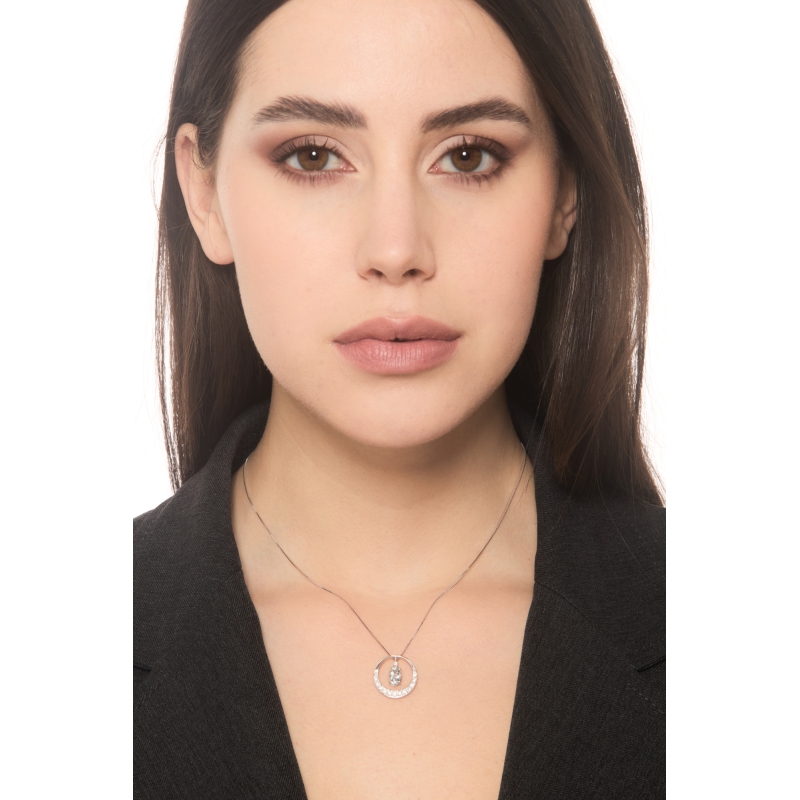 18k white gold necklace with pendant aquamarine and diamonds 18k white gold necklace with pendant aquamarine and diamonds