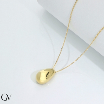 Necklace in yellow gold 18k glossy drop pendant