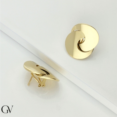 Intertwined double hoop earrings in yellow gold 18k