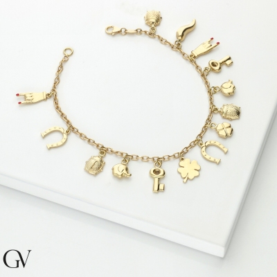 Lucky charms bracelet in yellow gold 18k