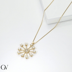 Necklace in yellow gold 18k with diamond firework pendant 2