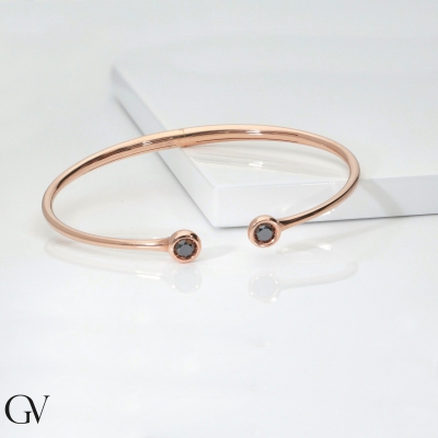 Rigid bracelet in rose gold 18k with black diamonds