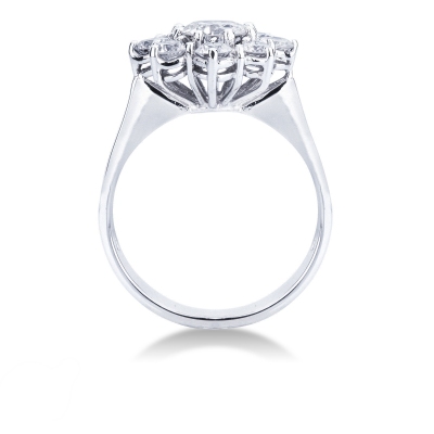 White gold 18k flower halo ring with diamonds 