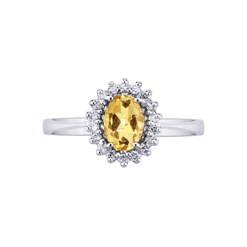 18k white gold ring with diamonds and citrine 18k white gold ring with diamonds and citrine