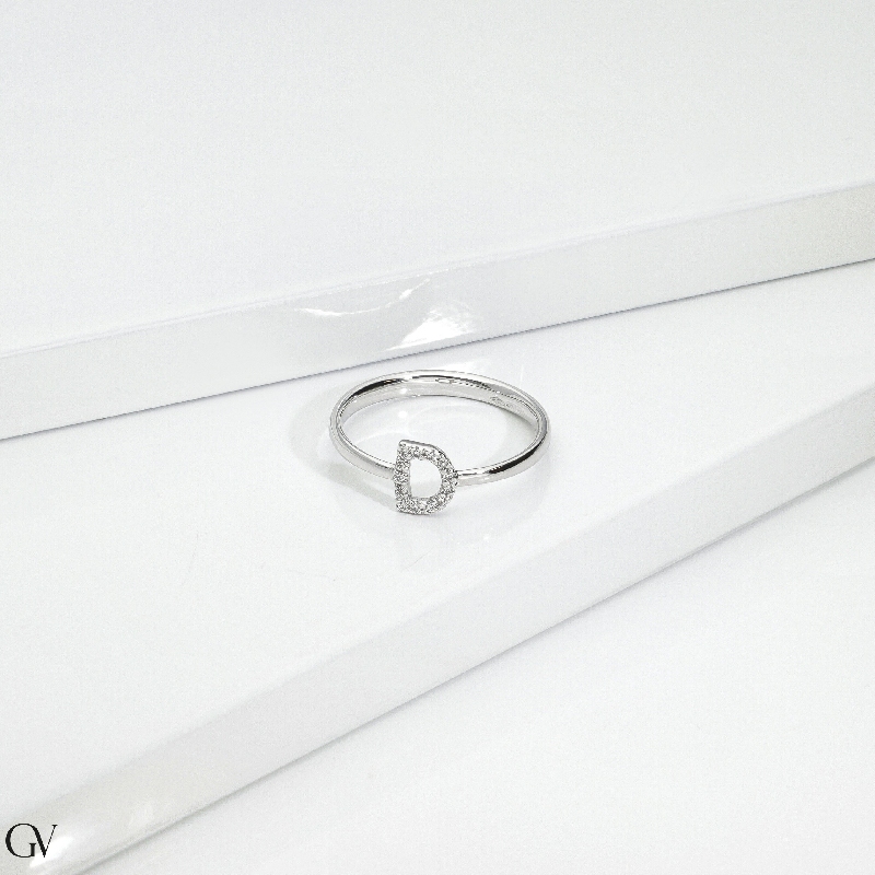 Ring with Initial D white gold and diamonds Ring with Initial D white gold and diamonds