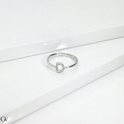 Ring with Initial D white gold and diamonds