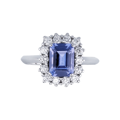 Central tanzanite and diamonds ring 18kt gold