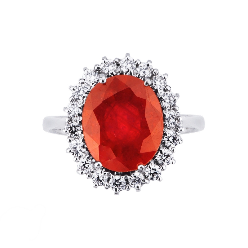 Halo ring white gold 18k with ruby and diamonds  Halo ring white gold 18k with ruby and diamonds