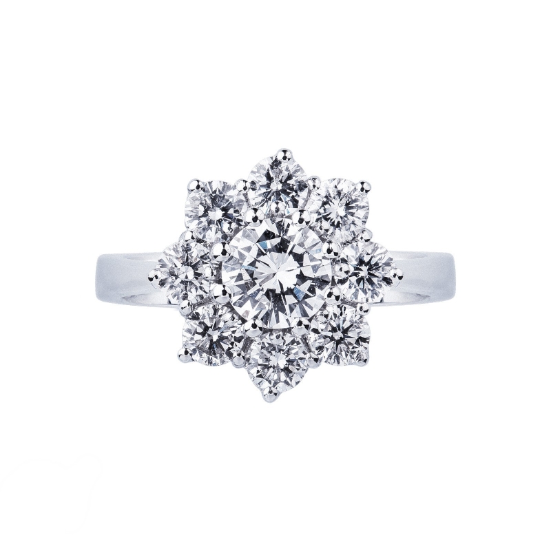 White gold 18k halo ring with diamonds