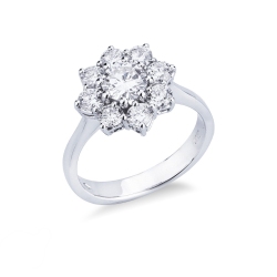 White gold 18k halo ring with diamonds