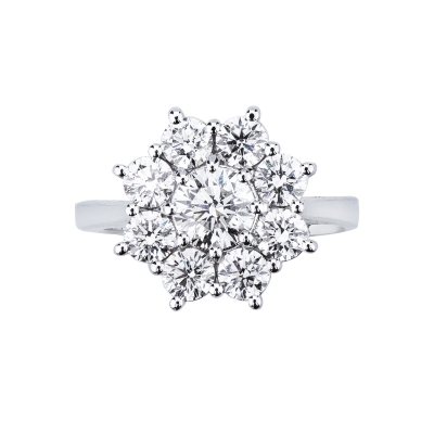 Flower diamond ring in white gold 18k with diamonds