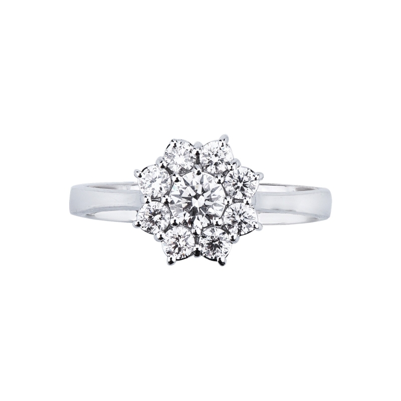 Diamond flower ring in white gold 18k Diamond flower ring in white gold 18k