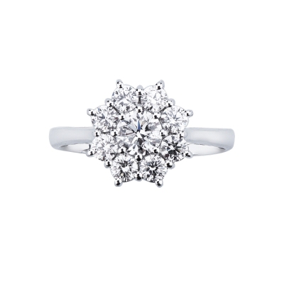 750 white gold flower diamond ring