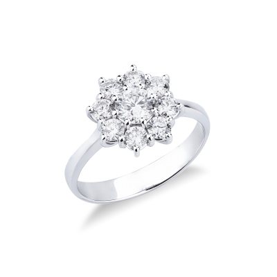 750 white gold flower diamond ring