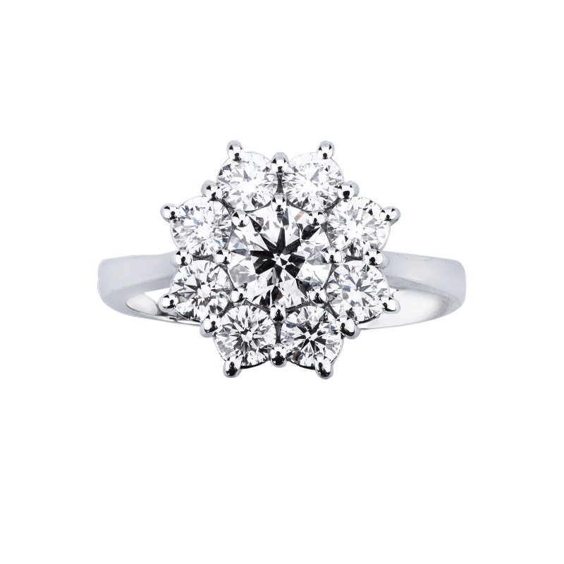 18k white gold halo flower ring with diamonds 18k white gold halo flower ring with diamonds