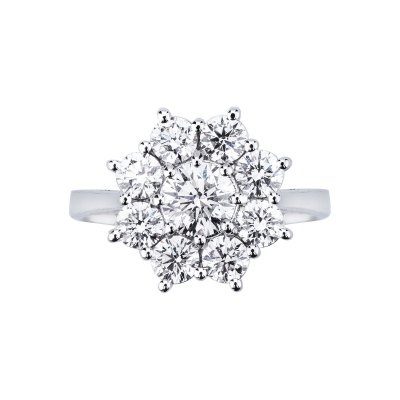 750 white gold diamond flower ring