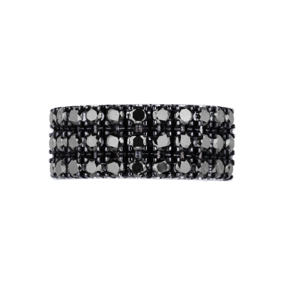 18k white gold band ring with black diamonds